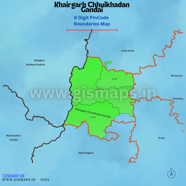 Khairgarh Chhuikhadan Gandai Pincode Boundaries Map (Chhatisgarh)